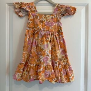 Floral Orange Kids Dress